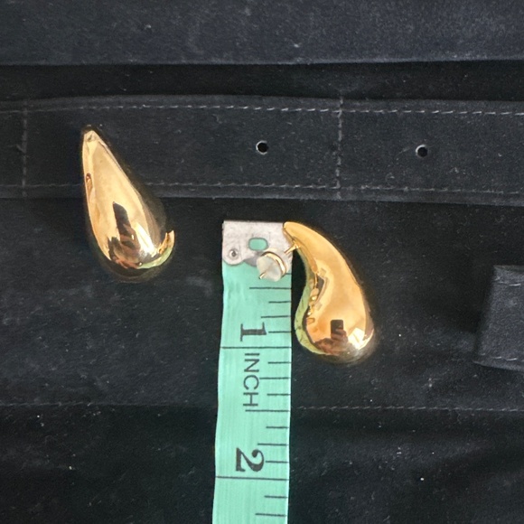 Gold Water Drop Earrings - Picture 3 of 4